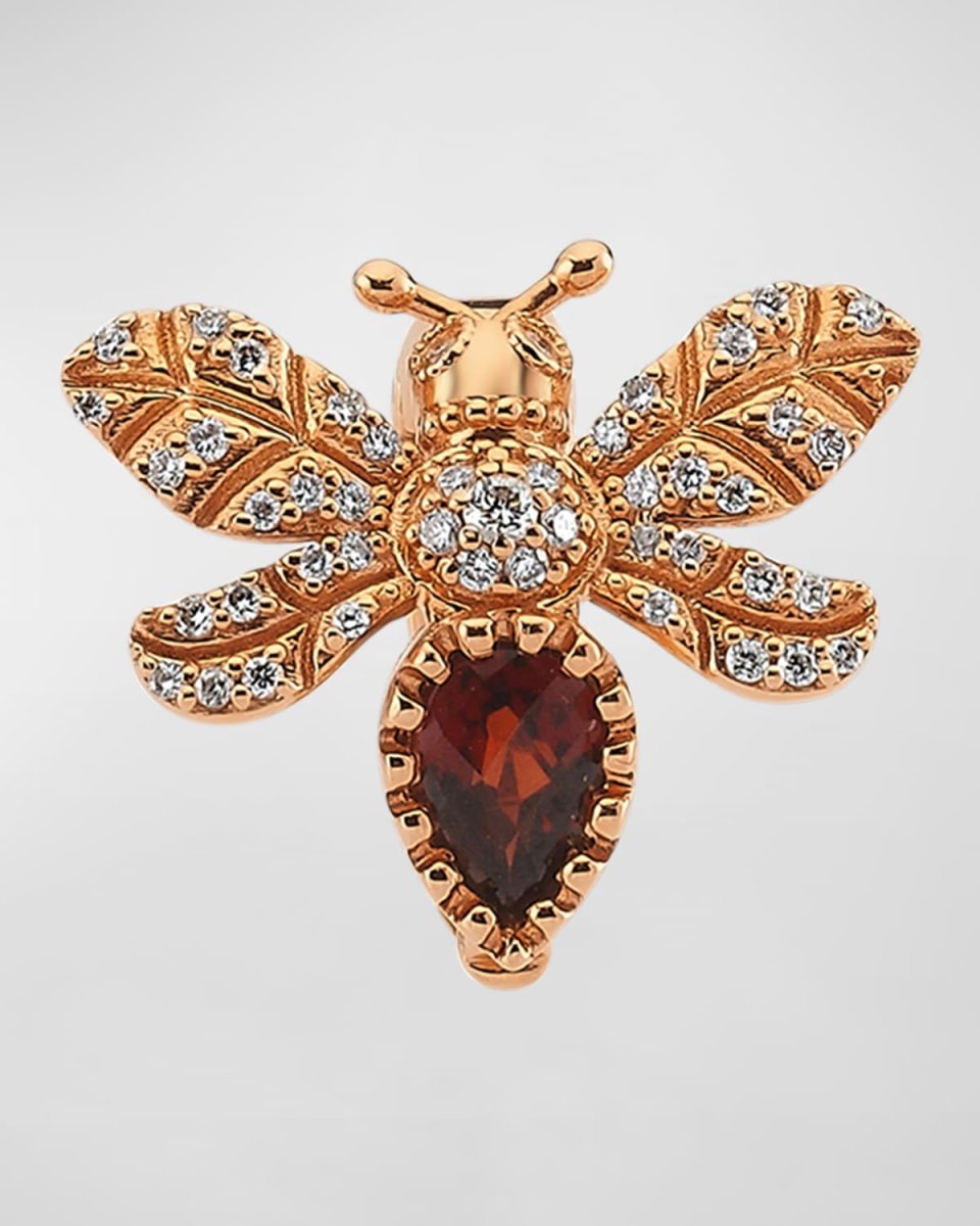 Diamond and Garnet Bee Earring, Single